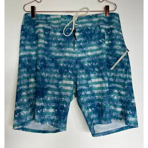 Lululemon El Current Drawstring Board Swim Trunks Shorts Blue Stripes Sz 36